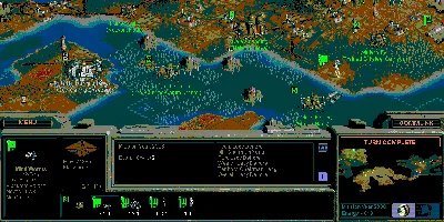 A view of a map, zoomed out very far, showing how pixel-based the game can become