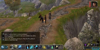 The player's group of characters, on a path together