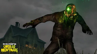 A single zombie, leaning forward in an agressive stance