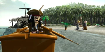 Jack Sparrow in a boat on his own