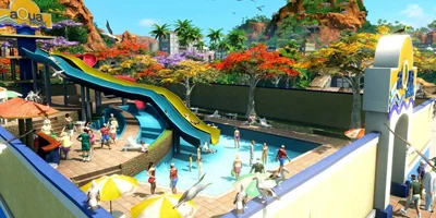 A water park, filled with visitors