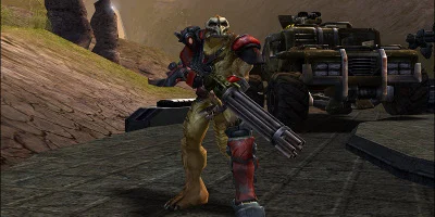 A mutated character holding a very powerful-looking weapon