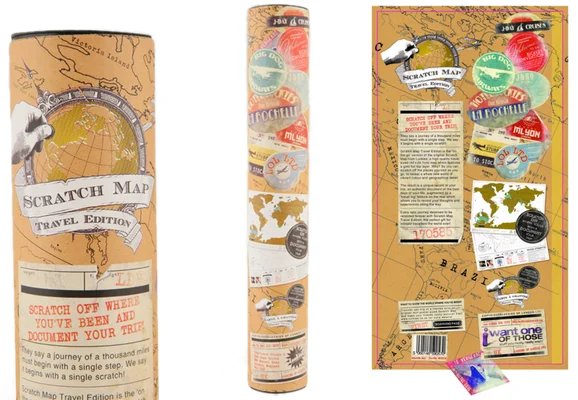 Travel Edition Scratch Map Travel Size Scratch Map of the World Tube Packaging