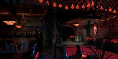 bar with red lights