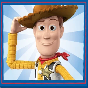 close up of woody holding his hat