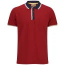 Brave Soul Men's Orbit Contrast Collar Polo Shirt - Washed Red - S - Red Image 1