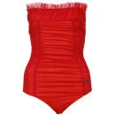 John Galliano Women's Bandeau Polka Dot Swimsuit - Red - 12 - Red Image 1
