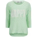 ONLY Women's Happy Slogan Knitted Jumper - Bay - XS/UK 6 - Green Image 1