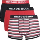 Brave Soul Men's 3-Pack Boxers - Red/Black/Stripe - S - Red/Black/Stripe Image 1