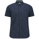 Bench Men's Chevron Print Rapson Short Sleeved Shirt - Navy - S - Blue Image 1