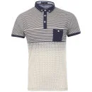 Brave Soul Men's Muse Stipe Panel Polo Shirt - Navy - S - Navy Image 1