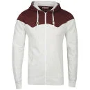 Osaka Men's Hooded Zip Through - Oatmeal / Burgundy - S - Oatmeal / Burgundy Image 1