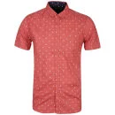 Brave Soul Men's Oryx Short Sleeve Star Print Shirt - Light Red - S - Light Red Image 1