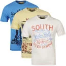 South Shore Men's 3 Pack T-Shirts - Swedish Blue/Pale Yellow/Ivory - S - Swedish Blue/Pale Yellow/Ivory Image 1