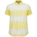Brave Soul Men's 3 Stripe Tie Dye Shirt - Light Yellow - S - Light Yellow Image 1