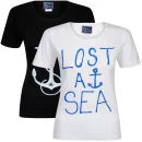 Pure Juice Women's 2 Pack Anchor & Lost at Sea Graphic T-Shirt - Black/White - S - Black/White Image 1