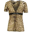 Roberto Cavalli Women's Leopard Print T-Shirt - Brown - 10 - Brown Image 1