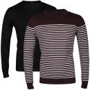 Brave Soul Men's Galaxy 2-Pack Knitwear - Wine/Ecru/Black - S Image 1