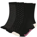 Bench Women's Plain Striped and Dotted 3-Pack Sock Gift Set - Black - UK 4-7 - Black Image 1