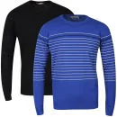 Brave Soul Men's Simon 2-Pack Knitwear - Royal/White/Black Stripe & Navy Solid - S - Royal/White/Black Stripe & Navy Solid Image 1