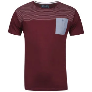 Osaka Men's Striped T-Shirt - Burgundy/Sky - S Image 1