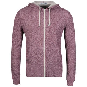 Brave Soul Men's Isaac Zip Thru Hooded Sweatshirt - Burgundy Marl - S - Burgundy Image 1