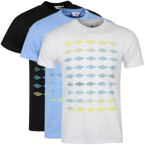 Umbro Men's 3-Pack T-Shirts - White / Black / Vista Blue - S - Multi Image 1