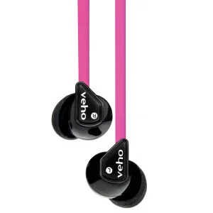 Veho 360 Stereo Noise Isolating Earphones - Breast Cancer Campaign Pink Image 1