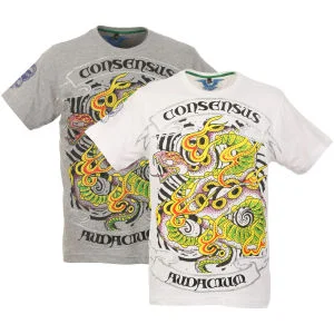 Brave Soul Men's 2-Pack Short Sleeved T-Shirt with Diamonties - White/Grey Marl - M - Multi Image 1