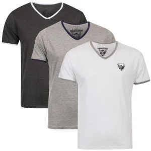 Ringspun Men's 3-Pack Silva Short Sleeve V-Neck T-Shirt - Charcoal/White/Grey - S - Charcoal/White/Grey Image 1