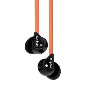 Veho 360 Stereo Noise Isolating Earphones - Black/Orange Image 1