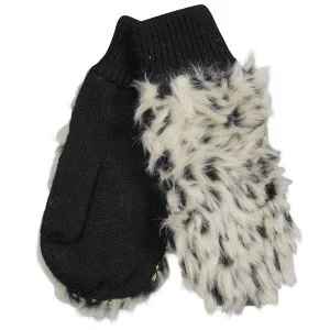 SNOW LEOPARD FAUX FUR MITTENS - One Size - Beige Image 1