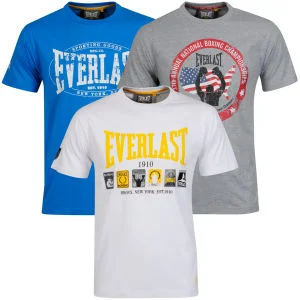 Everlast Men's 3-Pack Graphic T-Shirts - Grey Marl/White/Cobalt - S - Grey/White/Cobalt Image 1