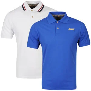 Slazenger Men's 2-Pack Polo Shirts - White/Royal - S - White/Royal Image 1