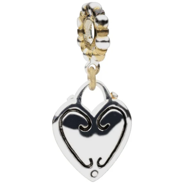 Amadora Two Toned Beaded Stone And Heart Charm - One Size - Silver Image 1