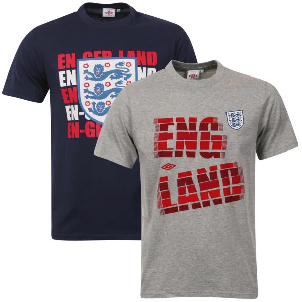 Umbro Men's England 2-Pack T-Shirts - Navy/Grey - S - Navy/Grey Image 1