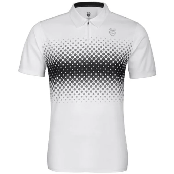 K-Swiss Men's Fading Stripe Polo Shirt - White/Black - S - White/Black Image 1