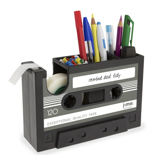 Rewind Desk Tidy - Black with Dark Grey Label Image 1