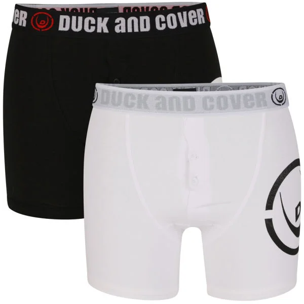 Duck and Cover Men's Logo 2-Pack Boxer - Black/ White - S - Black/ White Image 1