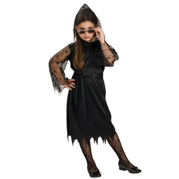 Gothic Lace Vampiress Girls Fancy Dress Costume - S - Black Image 1
