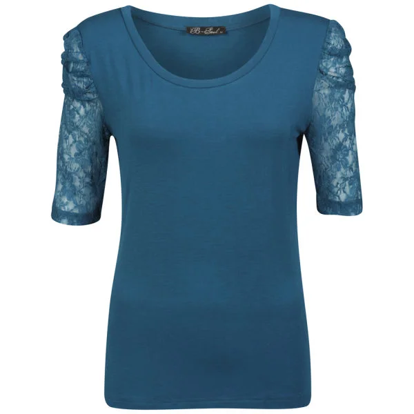 Brave Soul Women's Mischa Lace Sleeve Top - Dark Teel - S - Dark Teal Image 1