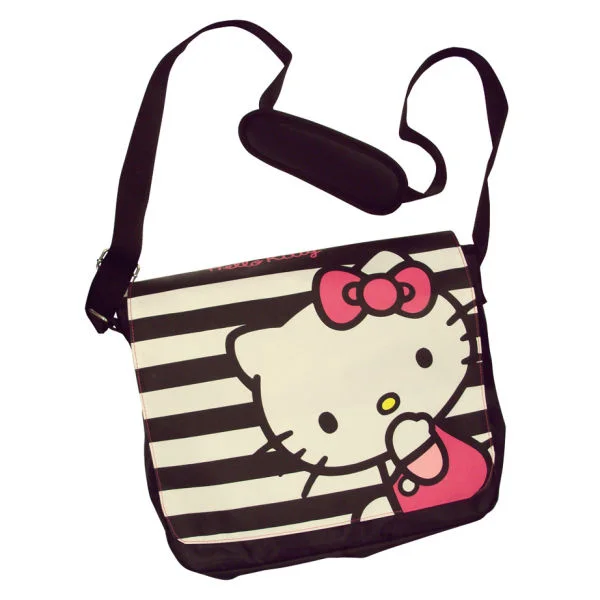 Hello Kitty Striped Messenger Bag - Black Image 1