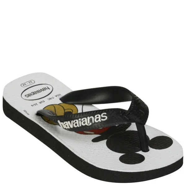 Havaianas Kids' Disney Stylish Flip Flops - Black/White - 7 - Black/White Image 1