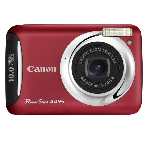 Canon PowerShot A495 10MP 3.3x Optical Zoom 2.5 Inch LCD - Red Image 1