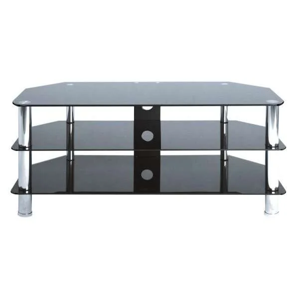 LEVV Black and Chrome TV Stand for up to 50 Inch TVs Image 1