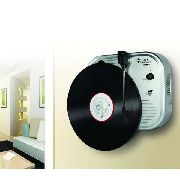ION Vertical Vinyl Wall Mounted Retro Turntable Image 1