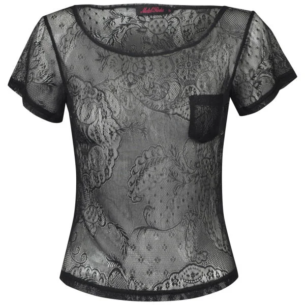 Motel Women's Edner Paisley Lace Top - Black - XS - Pink Image 1