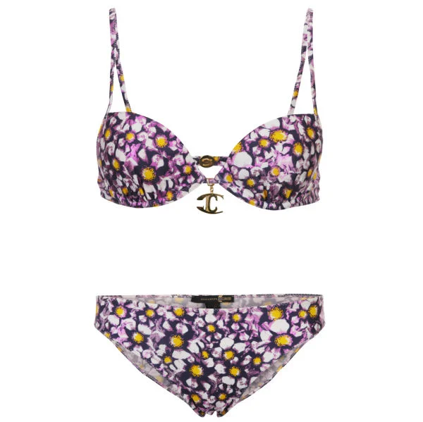 Just Cavalli Women's Pansy Print Bikini - Multi - 8 - Black Multi Image 1