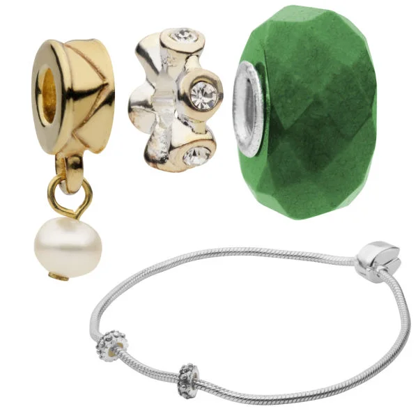 Amadora Silver Bracelet & Three Charm Set Image 1