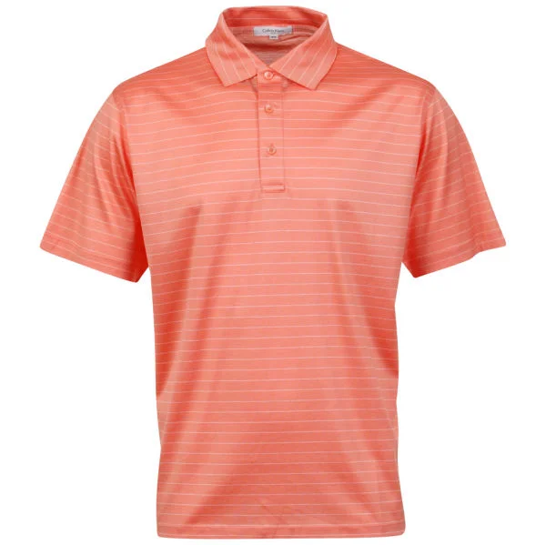Calvin Klein Men's 3 Button Golf Polo - Coral/White - M - Coral/White Image 1